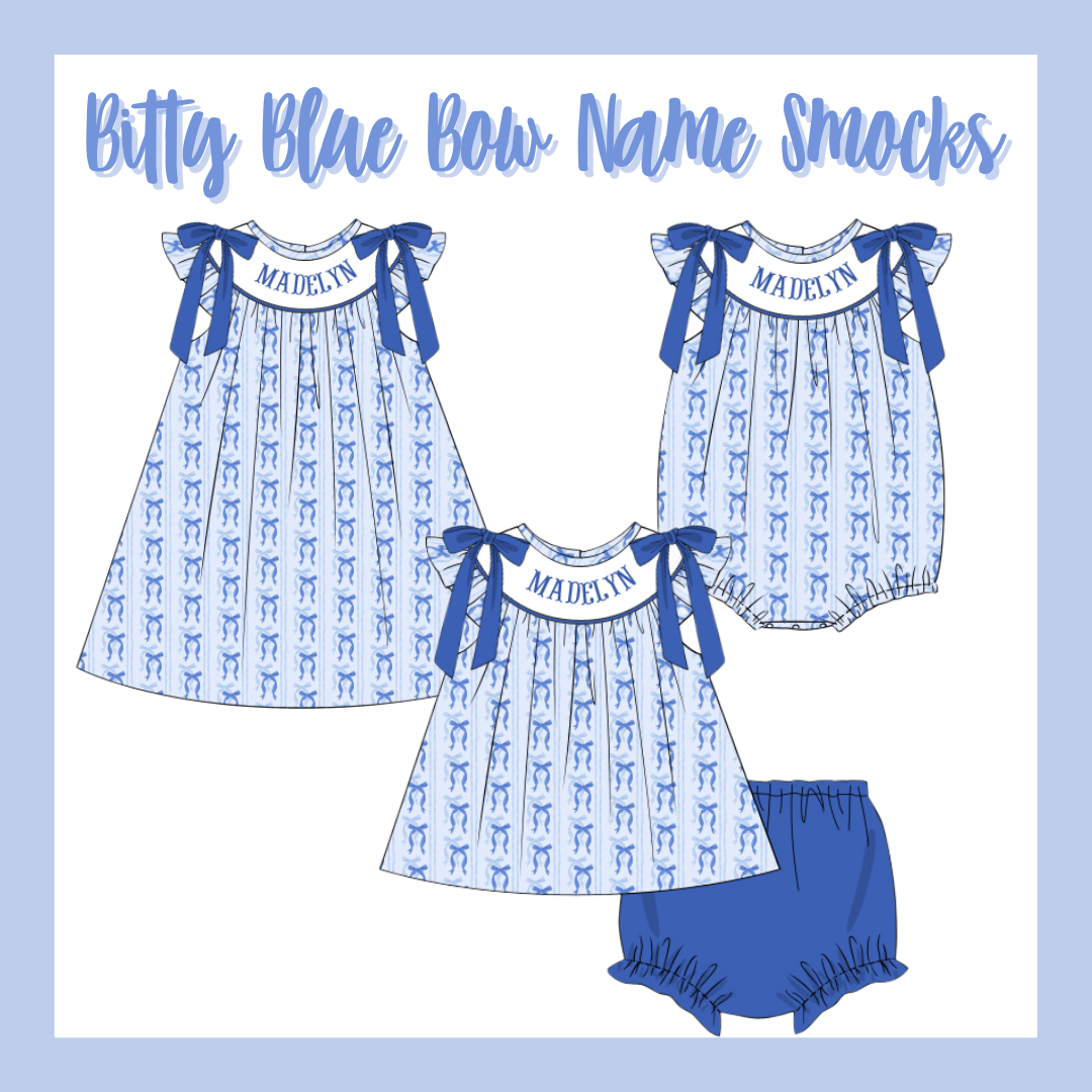 PO14 Bitty Blue Bows Bloomer Set