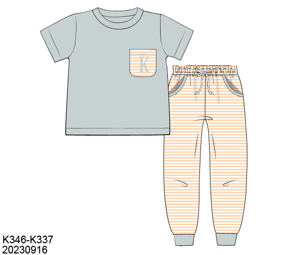 PO14 Peach & Sage Boy Pant Set