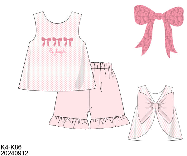 PO14 Bitty Dot Bows Short Set