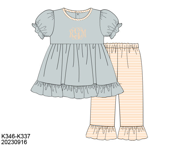 PO14 Peach & Sage Girl Pant Set